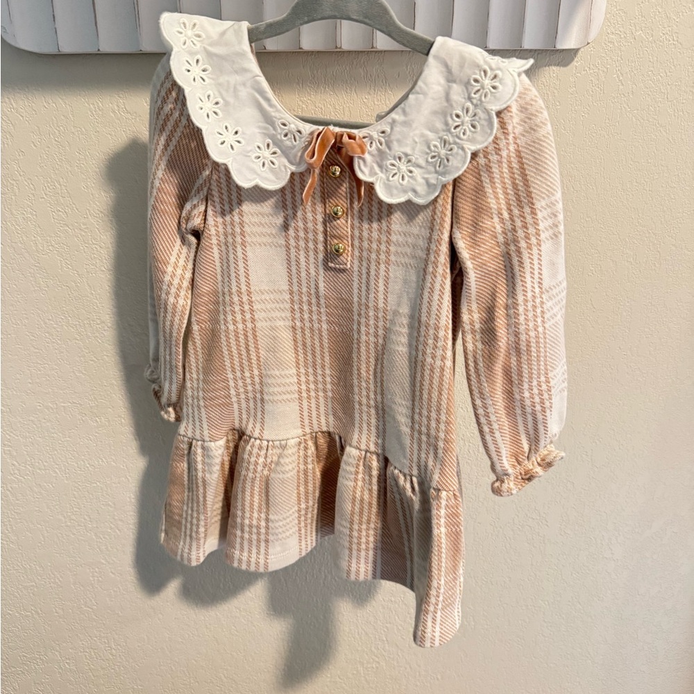 Plaid Kids Shirt with Floral Collar